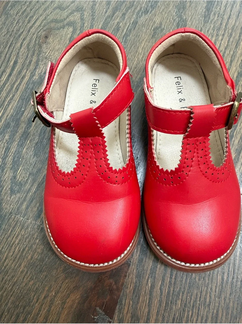 Felix & Flora Little Girls Red Leather Mary Janes